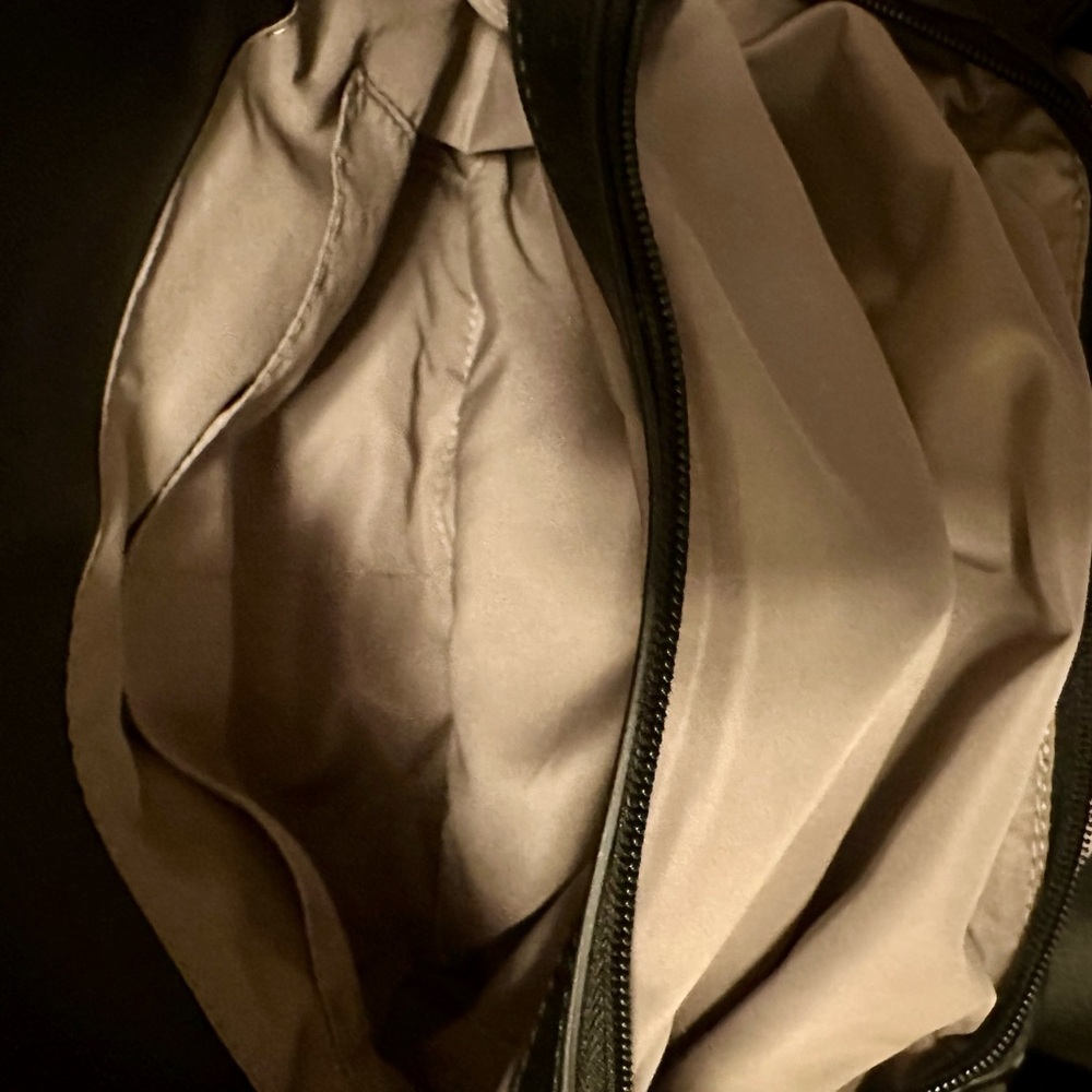 Anne Klein Black and Cream Patterned Shoulder Tote with Charm - Picture 7 of 8